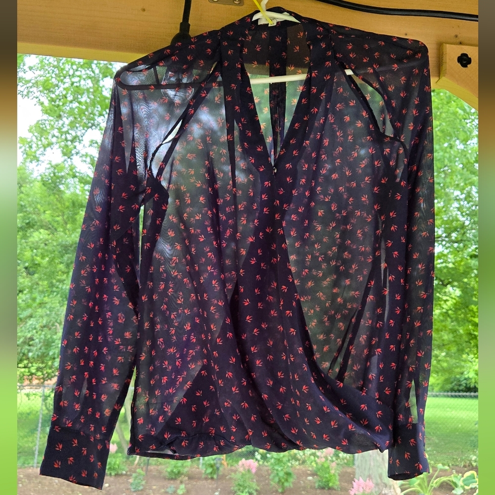 Maurices Black and Gray Wrap Blouse
